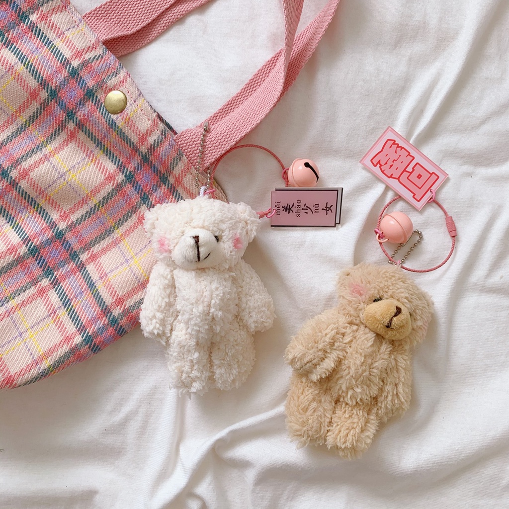 Móc khóa gấu bông cute treo balo, cài túi tote, túi xách, móc khoá đôi hình gấu phong cách Hàn Quốc cute
