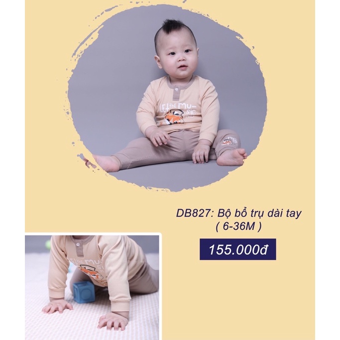 DB827 Bộ dài tay bổ trụ Dokma vải cotton tăm mỏng cho bé (6-36M)