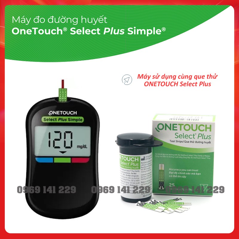 Máy đo đường huyết OneTouch Select Plus Simple, đặc biệt tặng kèm hộp que 25