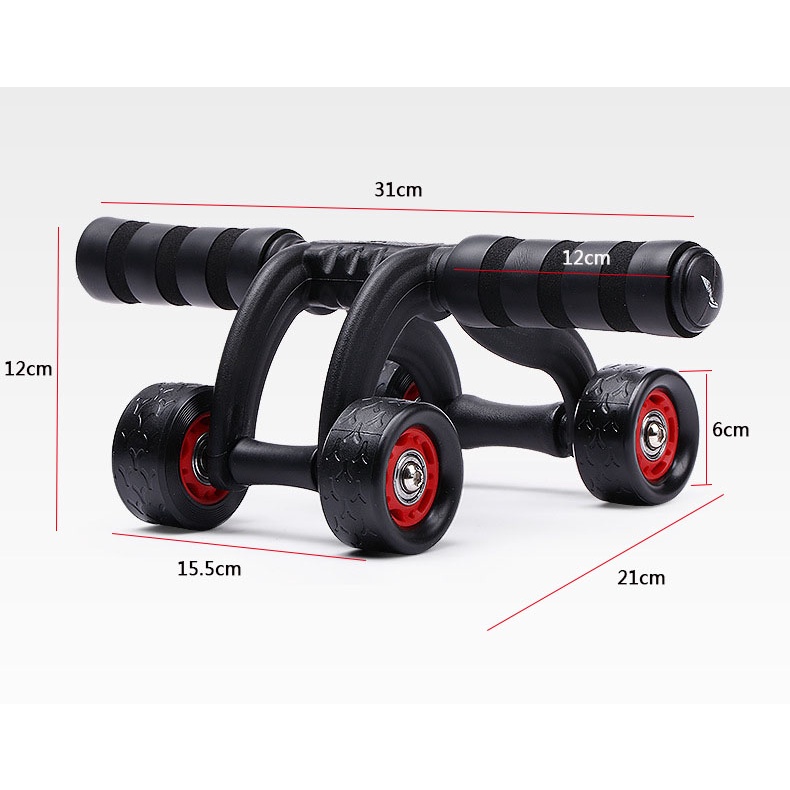 Con lăn tập cơ bụng 4 bánh cỡ lớn cao cấp