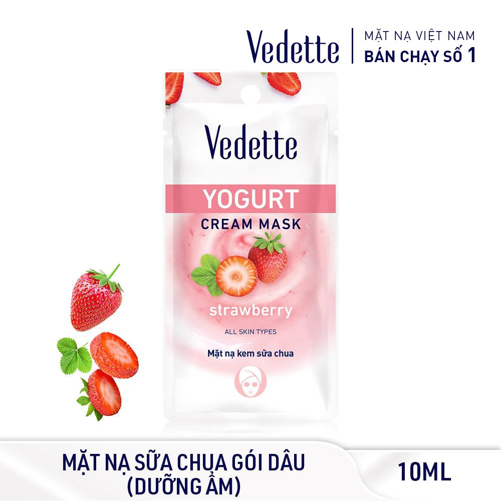 COMBO 6 MẶT NẠ KEM SỮA CHUA DÂU 10ml VEDETTE - DƯỠNG DA ẨM & SE DA