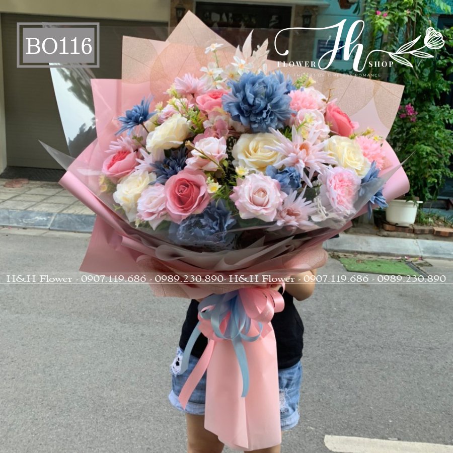 Bó Hoa Lụa Nhiều Màu Đẹp Cao Cấp - HOA LỤA HÀ NỘI GIÁ RẺ