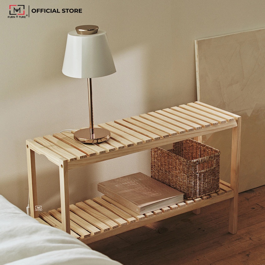 Kệ giày dép gỗ 2 tầng lắp ráp size 80 cm - Bench 2F thương hiệu MW FURNITURE - Nội thất trang trí