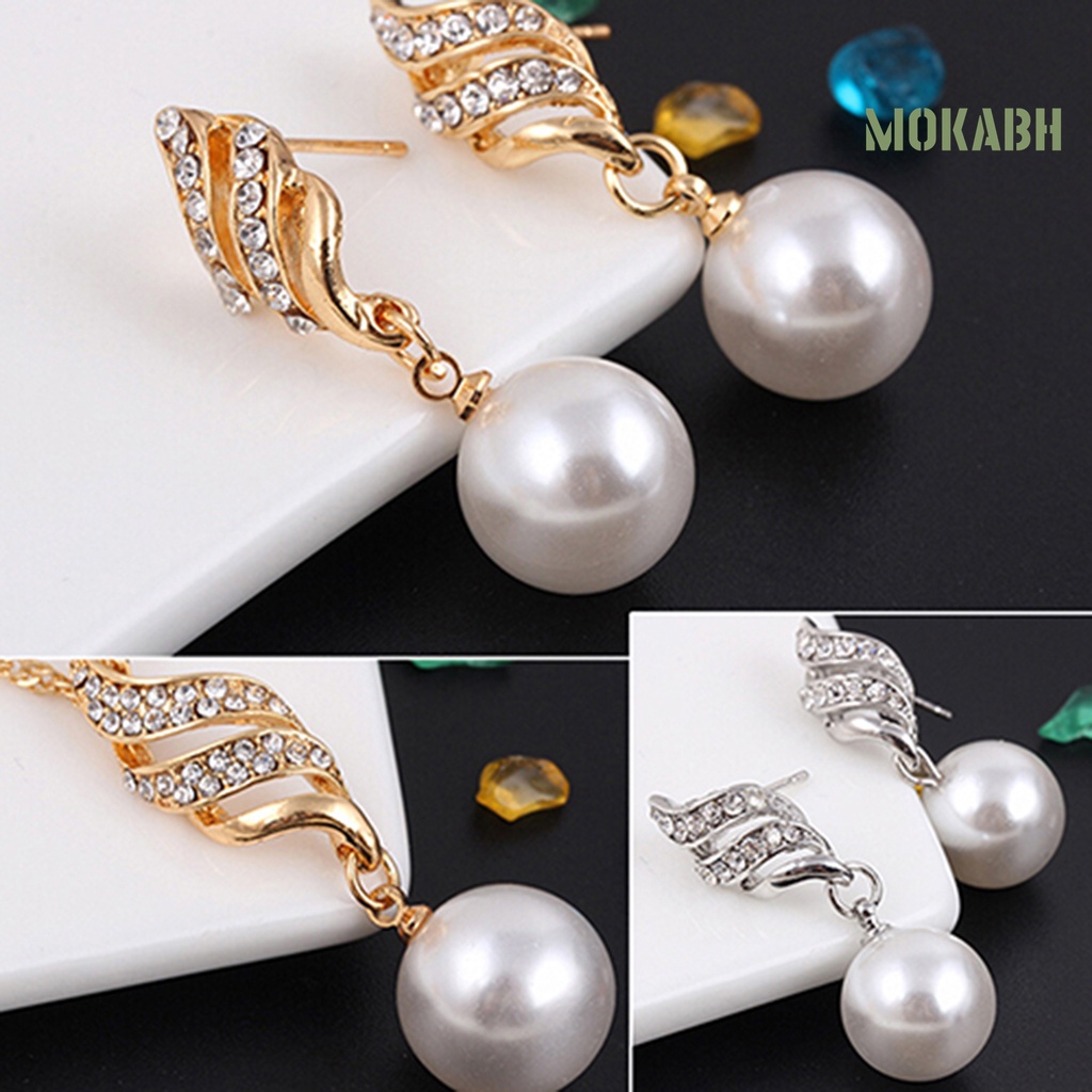 &lt; Bộ Phụ Kiện &gt; Bông Tai Ngọc Trai Giả Bằng Hợp Kim Bền Màu Sắc Thanh Lịch Chất Lượng Cao Cho Du Lịch