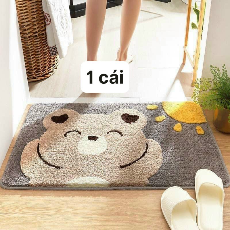 Thảm lau chân, thảm chùi chân lông cừu đế cao su chống trơn trượt, siêu thấm cao cấp - 40cm x 60cm