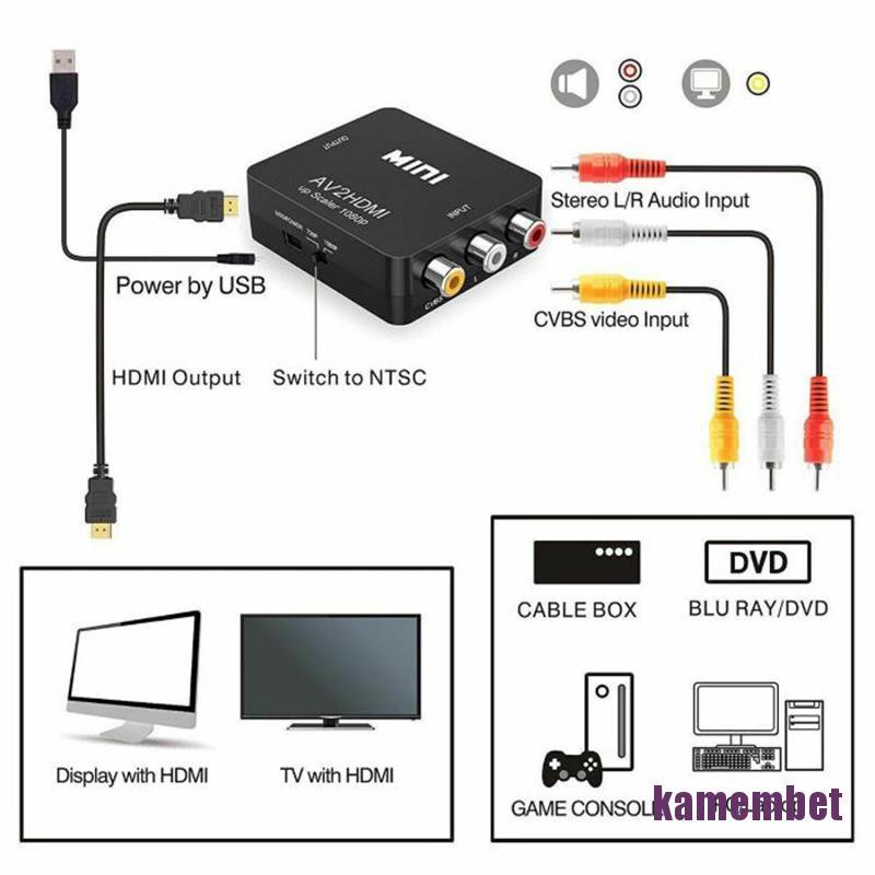 Bộ Chuyển Đổi Mini Rca Av Sang Hdmi 2 Hdmi 1080p Tiện Dụng