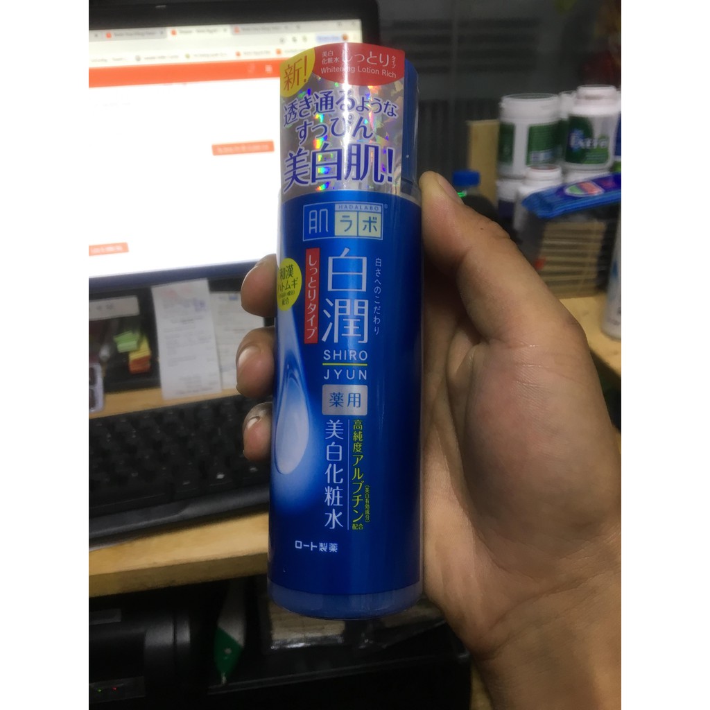 Nước hoa hồng Hada Labo Gokujyun màu xanh dưỡng ẩm, trắng da Nhật 170ml.