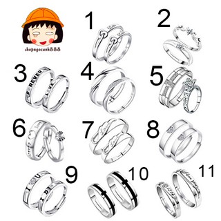 Nhẫn đôi bạc 925 nhẫn cặp siêu lãng mạn cho cặp đôi <3