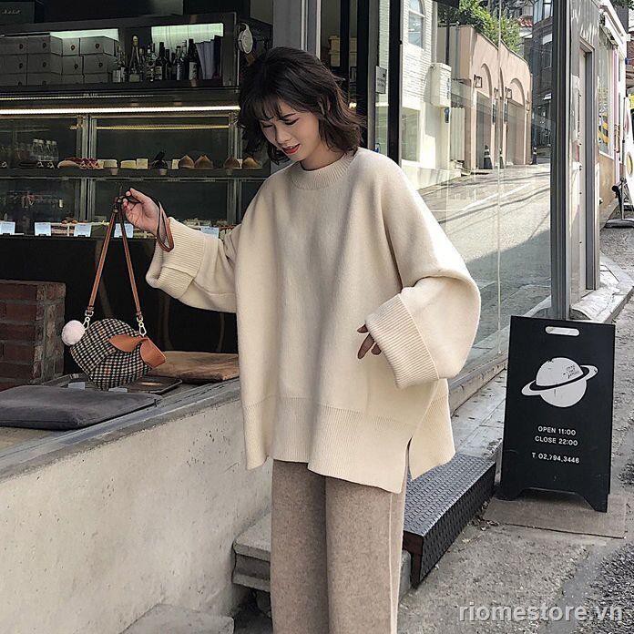  Áo len giữ ấm thu đông dáng rộng màu trơn phong cách Hàn Quốc cho nữ
