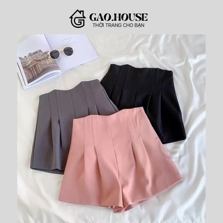 Quần đùi/short dập ly Gạo House cạp cao khóa sau
