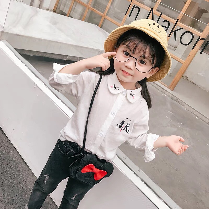 Áo sơ mi mắt cho bé gái