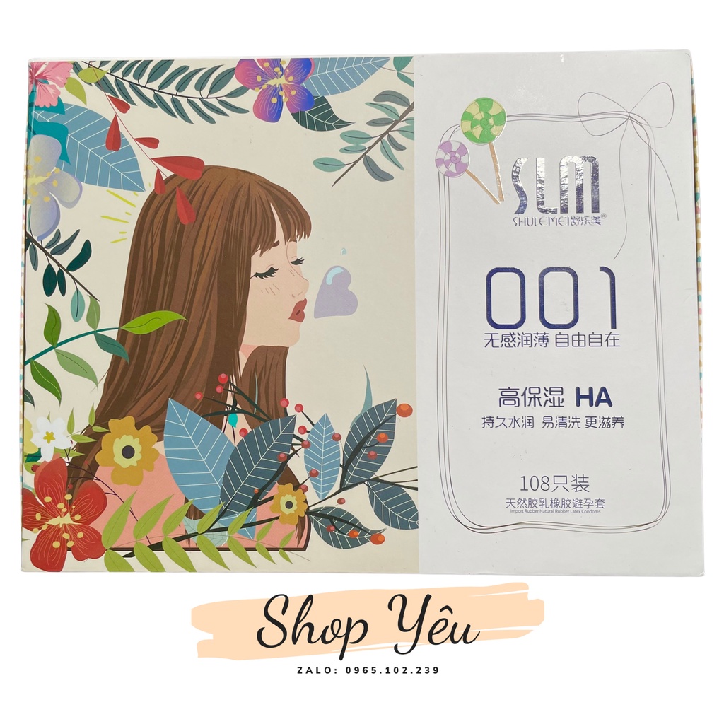 Bao cao su siêu mỏng Slm 001, hộp 108 cái