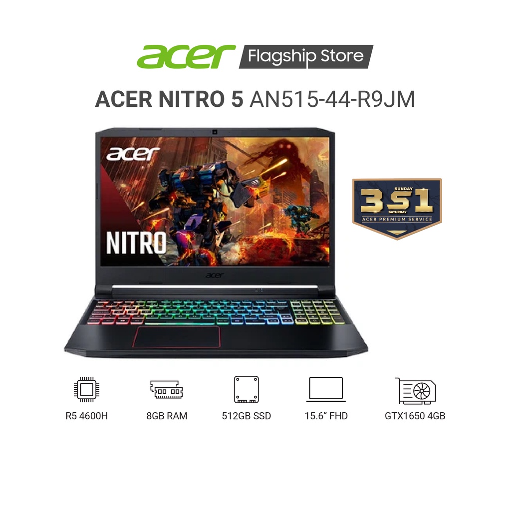 Laptop Gaming Acer Nitro 5 AN515-44-R9JM R5 4600H| 8GB| 512GB SSD|GTX1650 4GB|15.6"