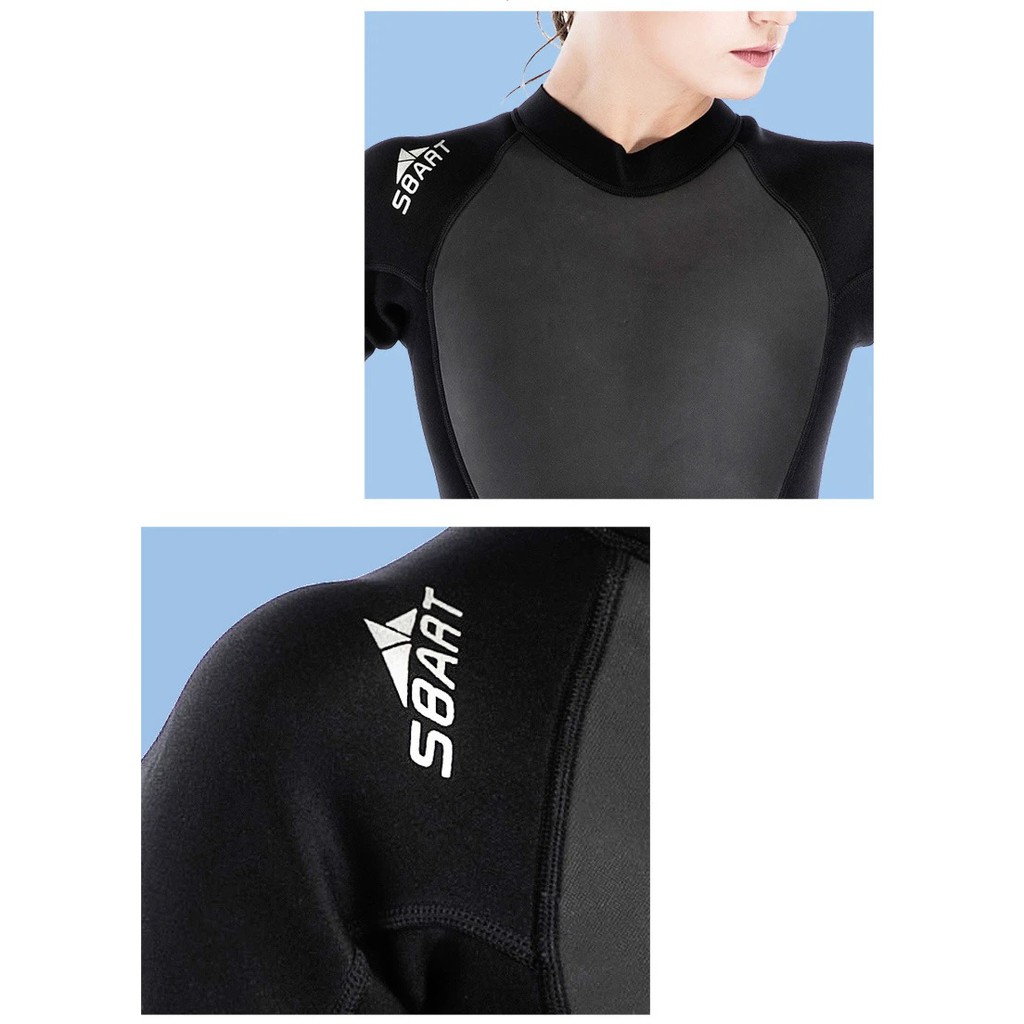 Bộ Bơi Lặn Liền Bán Thân Giữ Nhiệt Nữ Wetsuit Sbart 1100 Đen