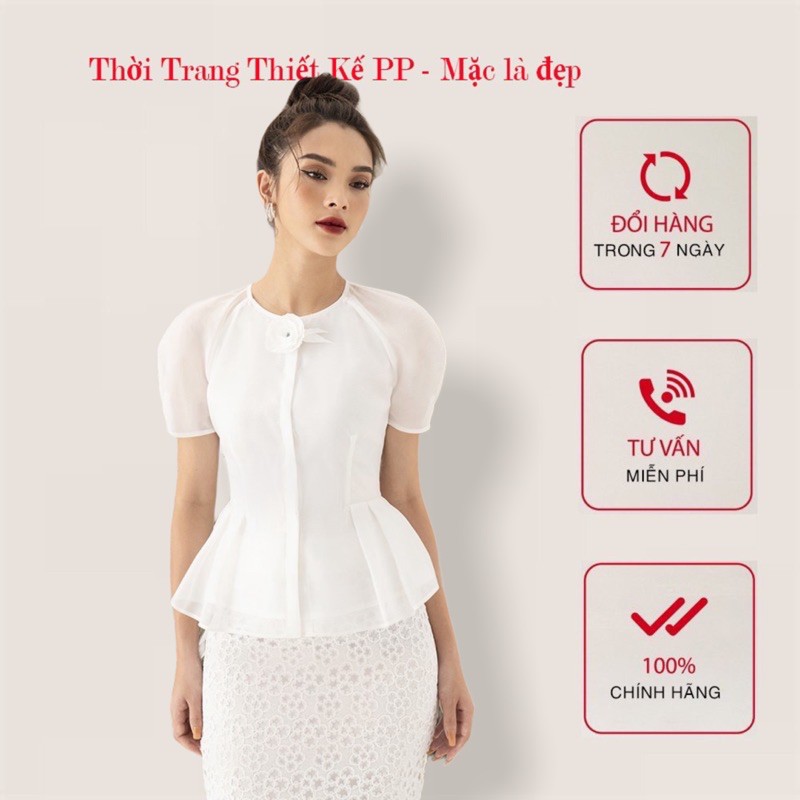 [Hàng Thiết Kế ] Áo sơ mi Thời Trang PP Cami top màu trắng AO0972 (có hoa cài như ảnh) | BigBuy360 - bigbuy360.vn