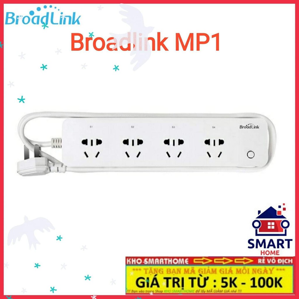 BROADLINK MP1, ổ cắm điện WIFI, 4 cổng, điều khiển độc lập từ xa thông minh