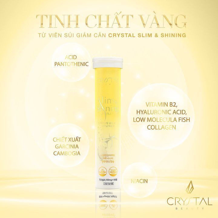 Viên Sủi Giảm Cân Trắng Da Crystal Slim Shining Cao Cấp Từ Hàn Quốc