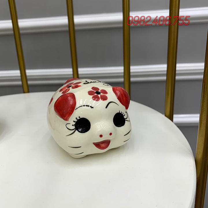Heo đất mini men sứ, lợn đất tiết kiệm đẹp size nhỏ cute để bàn trang trí, chất liệu sứ