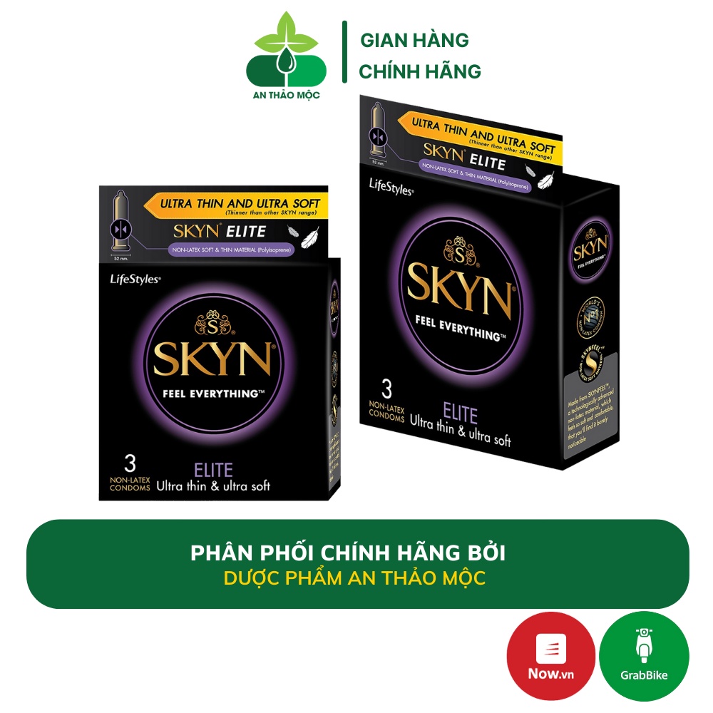 Bao cao su LifeStyles SKYN Original Non Latex siêu mỏng siêu mềm không mùi nhiều gel bôi trơn hộp 3 cái