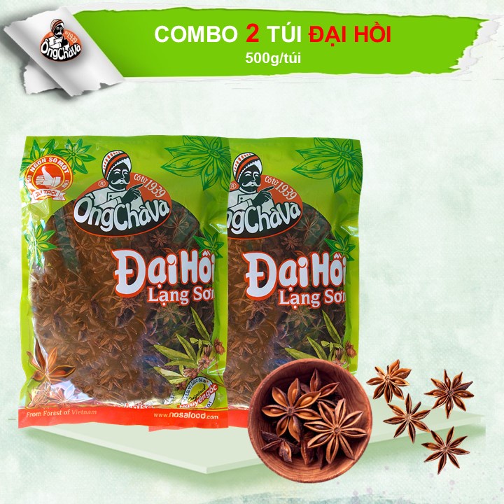 Combo 2 Túi Đại Hồi ( Hoa hồi) Ông Chà Và 500gr( Star Anise)