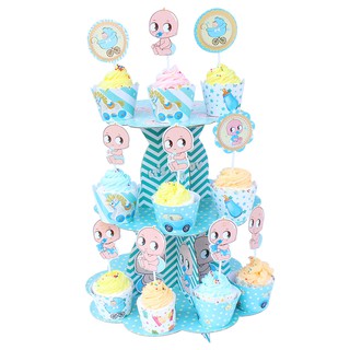 Tháp 3 tầng để bánh cupcake baby boy