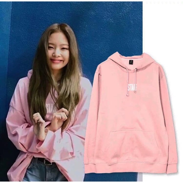 (kèm card BLackpink) áo nỉ mũ staff jennie