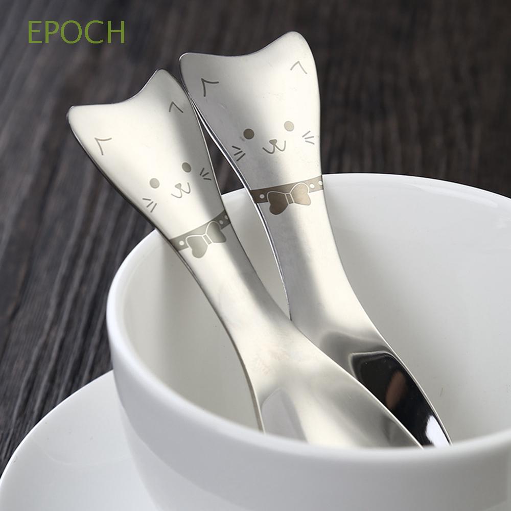 EPOCH Bộ Dụng Cụ Ăn Uống Bằng Thép Không Gỉ 304 Thiết Kế Hình Mèo Dễ Thương