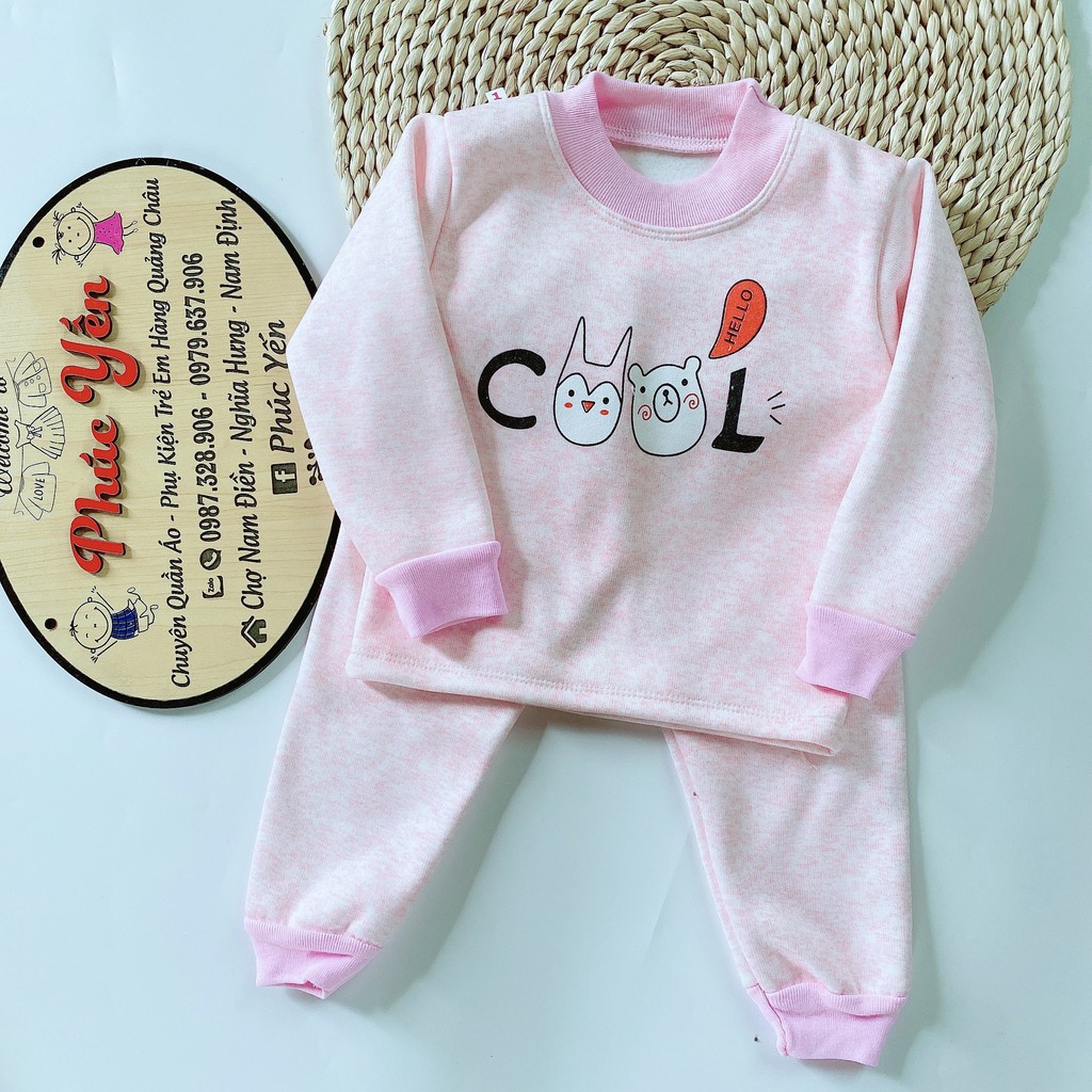 BỘ NỈ MÀU TRƠN CỔ CHUI CHO BÉ (7-16KG)