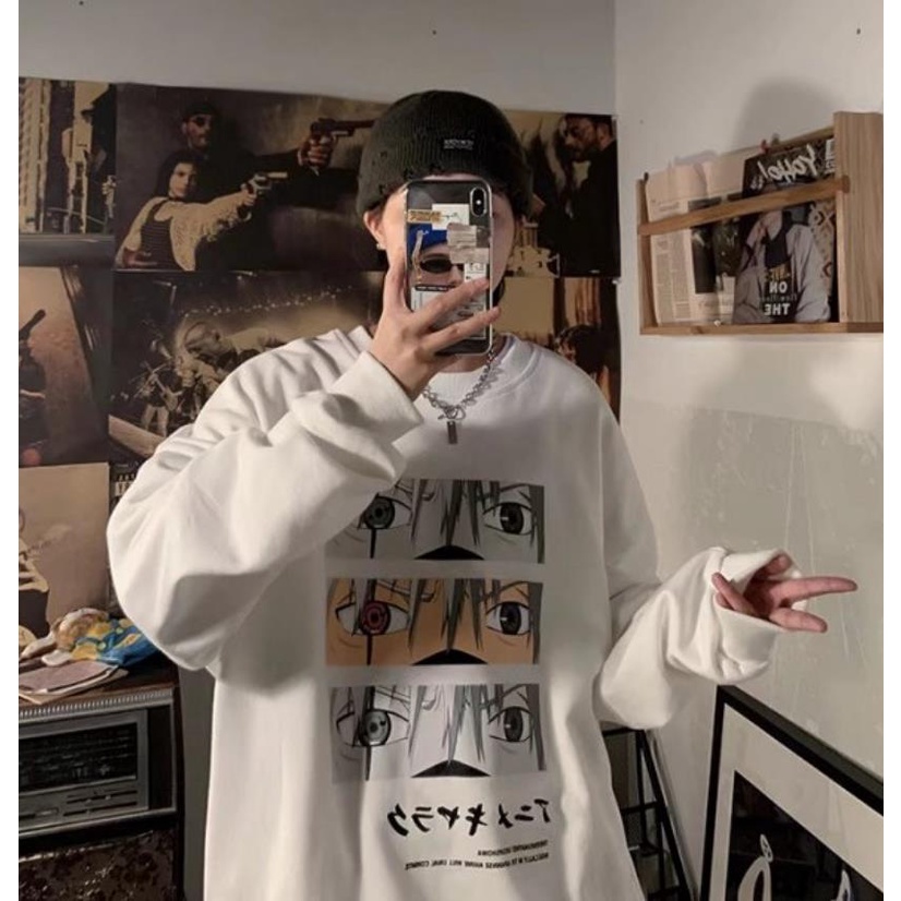 Áo Sweater Tay Dài Cổ Tròn Dáng Rộng In Họa Tiết Anime Phong Cách Hip hop Thời Trang Cho Nam Giới Size M-8XL