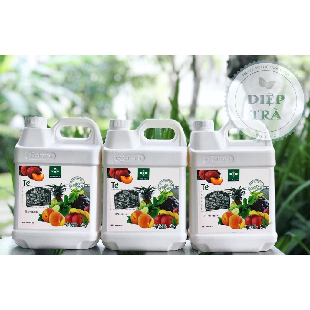 Siro TE 3kg vị: Dưa Lưới, Bạc Hà, Xoài, Dâu, Đào, Vải, Việt Quất, Dưa Hấu, Mật Ong, Chanh Leo, Chanh Xanh, Chanh Quất