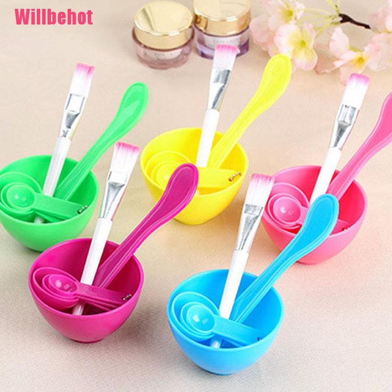 4 Dụng cụ trộn mặt nạ đắp mặt có tô và muỗng kèm que trộn tiện dụng