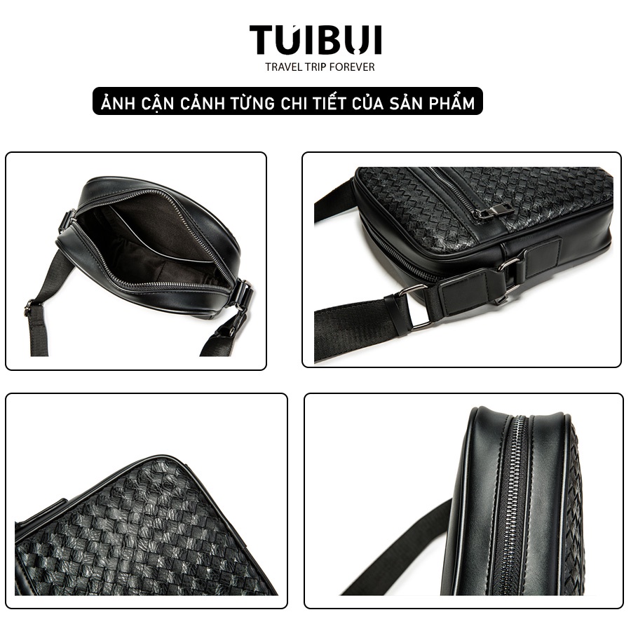 Túi đeo chéo nam da đan cao cấp đi chơi phong cách Hàn Quốc -TB08