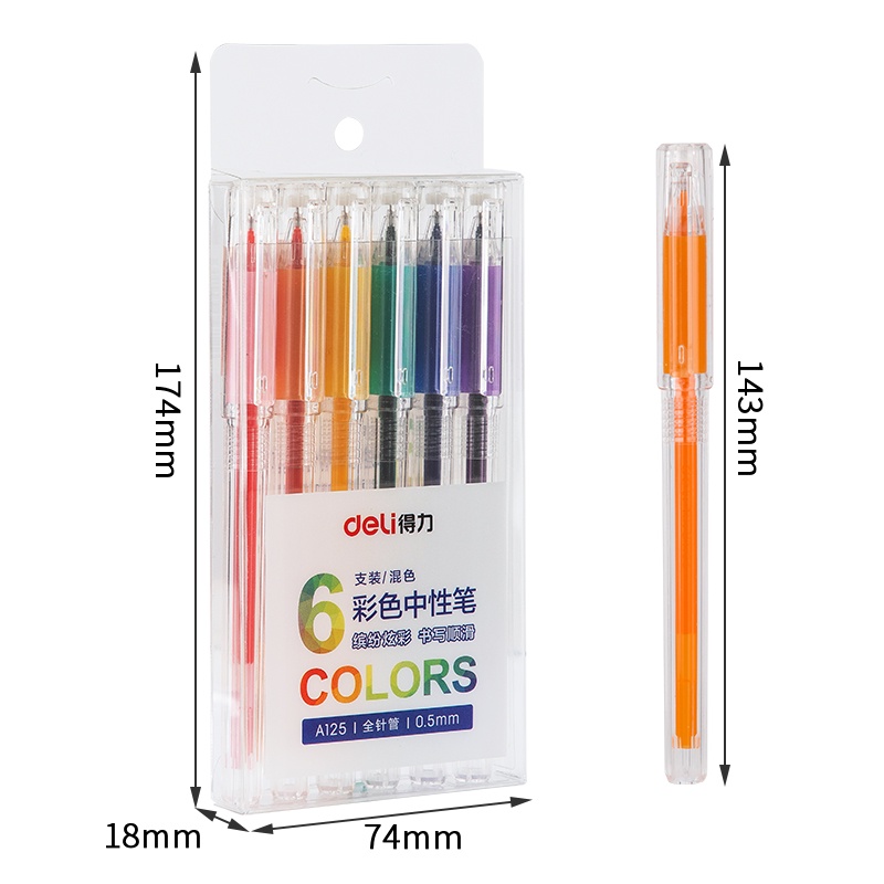 Set 6 bút mực gel nhiều màu ngòi 0.5mm A123