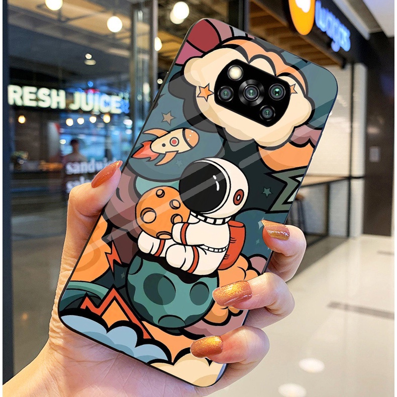 Ốp Lưng XIAOMI POCO X3 NFC, X3 NFC PRO Ốp kính bóng cao cấp Phi Hành Gia