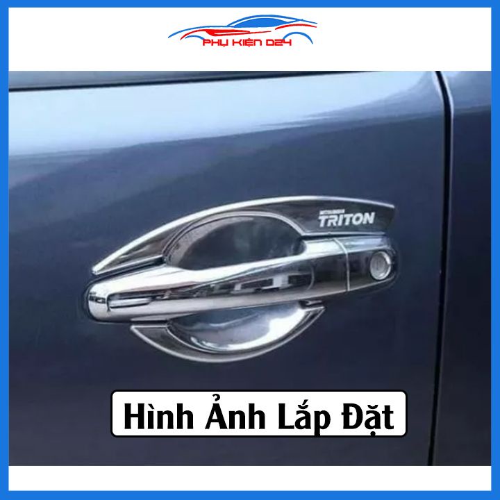 Ốp tay hõm nhựa đen/mạ crom Triton 2019-2020-2021-2022-2023 sáng bóng chống trầy bảo vệ cửa xe ô tô