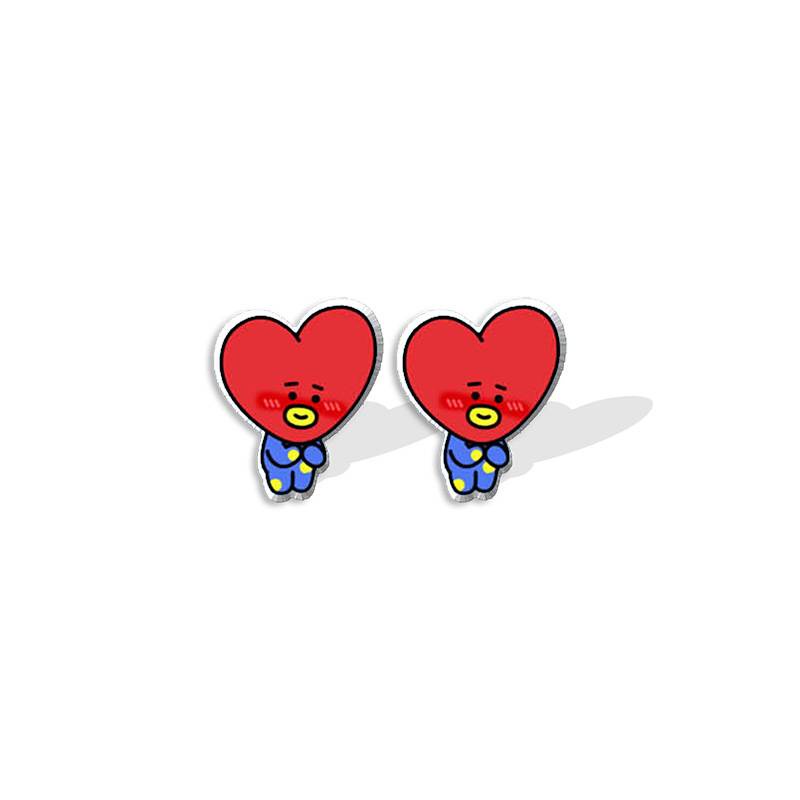 Bông Tai Dạng Kẹp Bằng Acrylic Họa Tiết Hoạt Hình Kpop BTS BT21 Dễ Phối Đồ Thời Trang Unisex Hàn Quốc