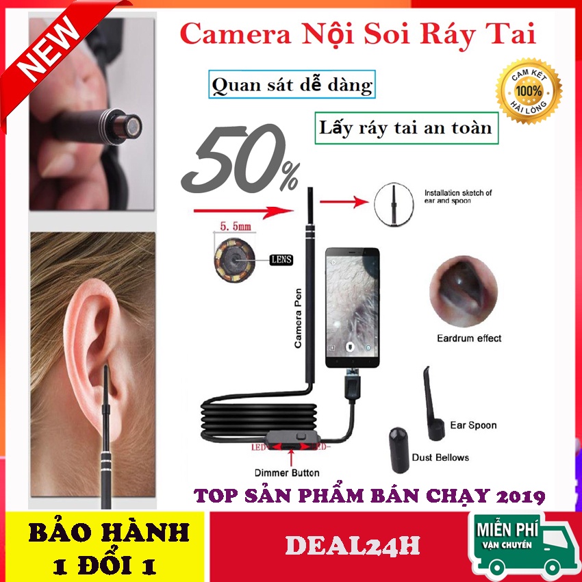 Cách sử dụng Camera Nội Soi Tai Lấy Ráy Tai Siêu Nét Tại Nhà - Thiết kế Thông Minh,tặng kèm bộ lấy ráy tai