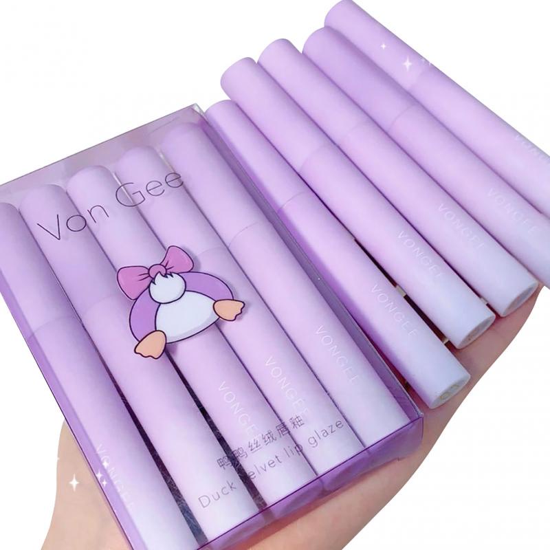 Set 5 Son kem Chống Dính Cốc Không Phai Màu Thiết Kế Vỏ Son Hình Chú Vịt Dễ Thương