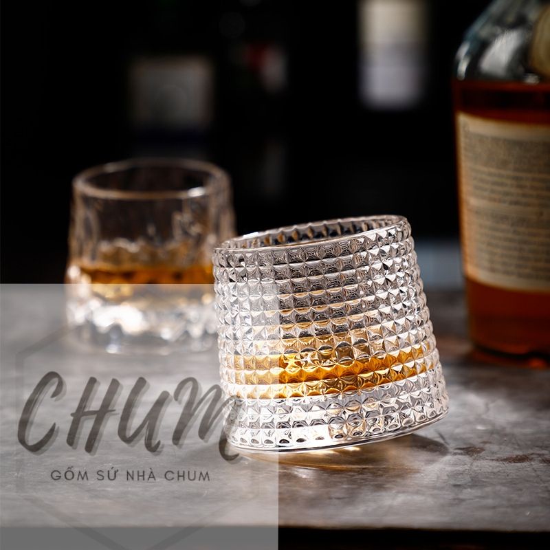 Cốc thủy tinh,cốc đựng nước, đựng trà, cafe, bày trang trí Đế Quay siêu sang chảnh C10 C11