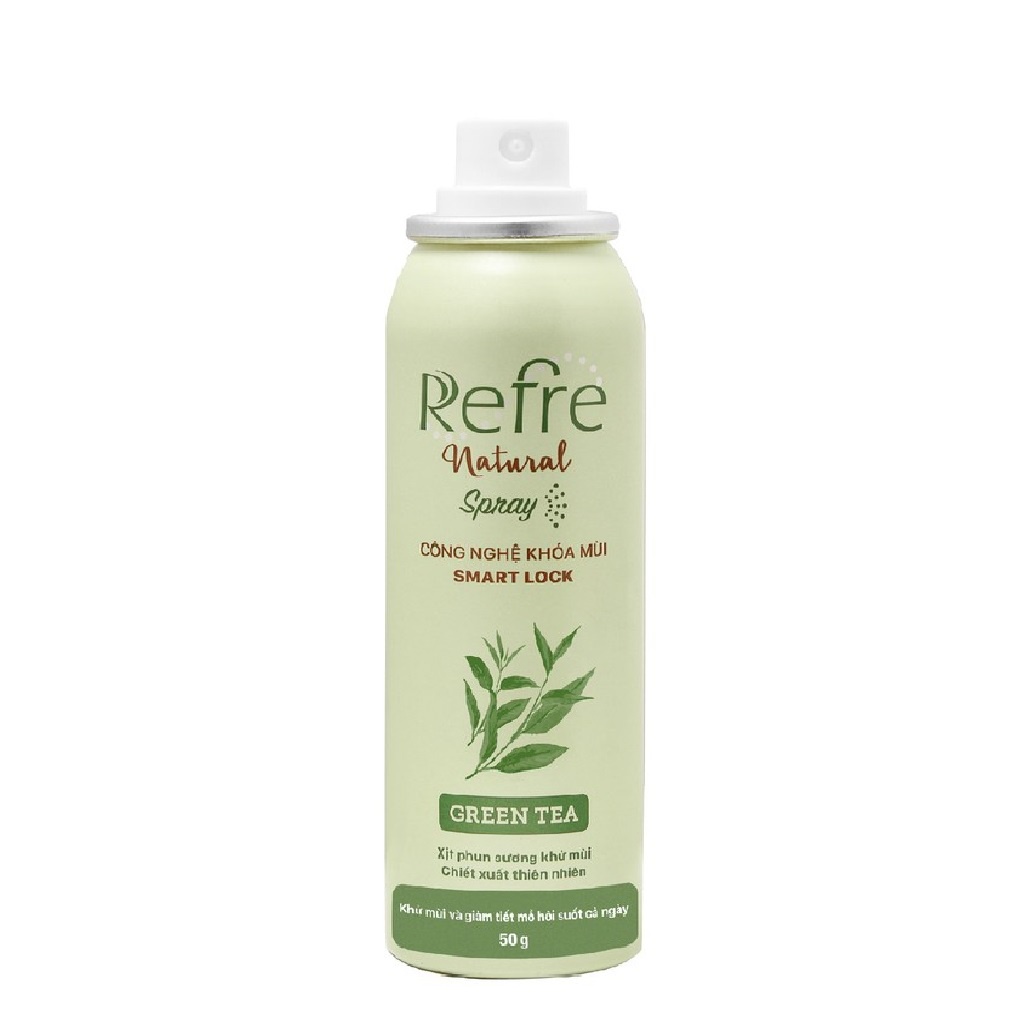 Xịt Khử Mùi Chiết Xuất Thiên Nhiên Refre Natural Spray Green Tea Hương Trà Xanh 50g
