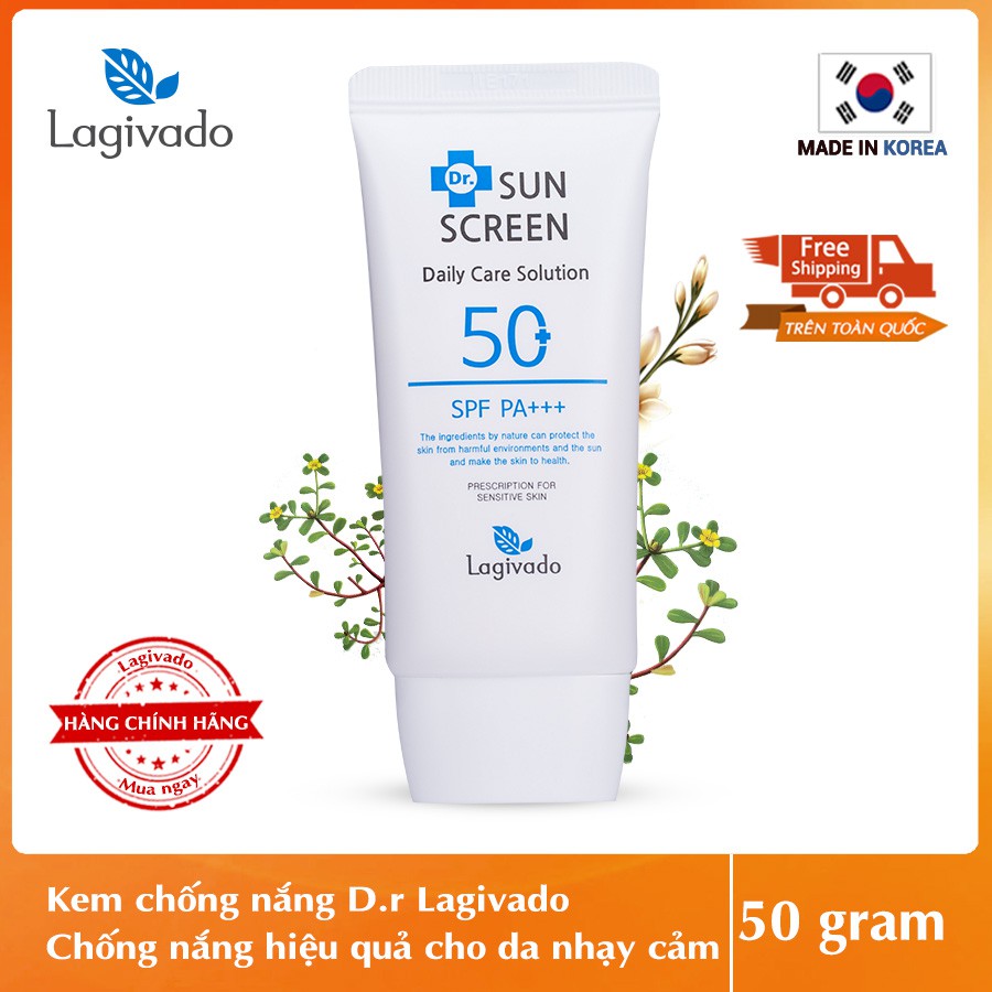 [CHÍNH HÃNG] Kem Chống Nắng Dr Lagivado dành cho da nhạy cảm, da sau trị liệu Spa với SPF 50/ PA+++ 50 gram – Màu trắng