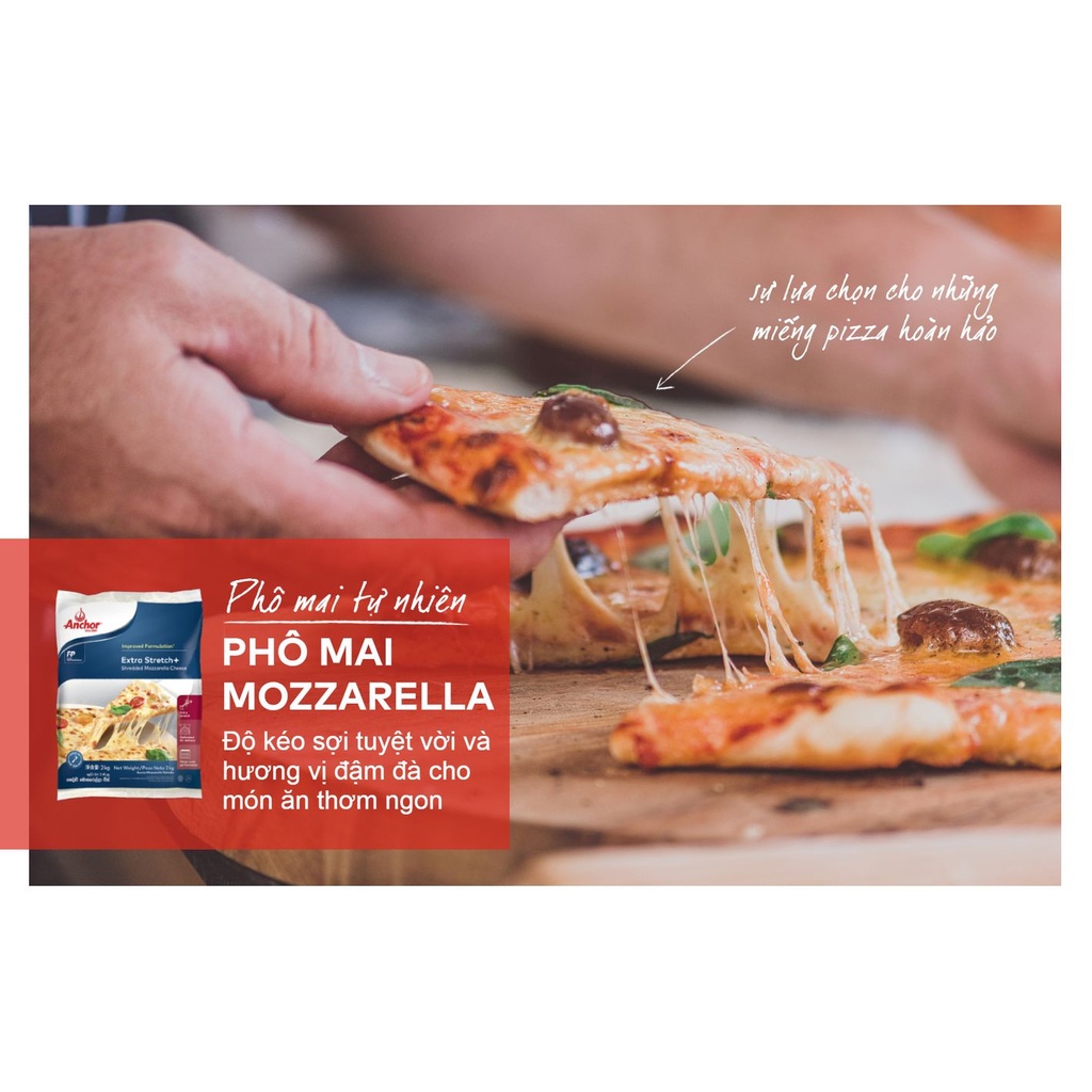 Phô Mai Mozzarella Anchor Bào Sợi - Nguyên túi 2KG - DATE MỚI 2024
