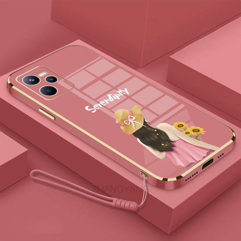 Ốp lưng Realme c35 Ốp Điện Thoại TPU Silicon Viền Mạ Màu Hình Cô Gái Xinh Đẹp Cho Realme c35