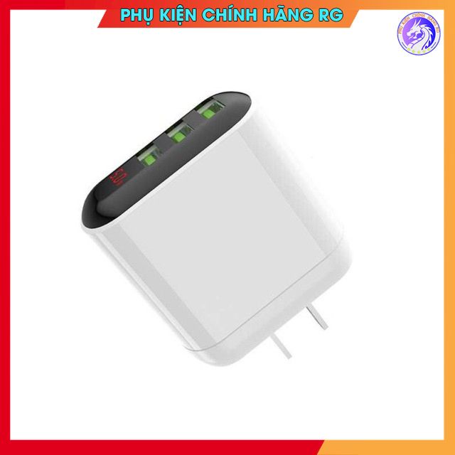 Cốc sạc Hoco HK1 chính hãng củ sạc 3 cổng có màn LCD hiển thị dòng điện cóc sạc nhanh bảo hành 1 năm