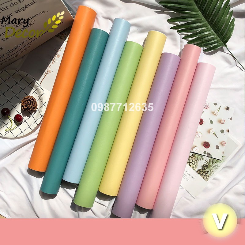 [SALE] 10m Giấy dán tường MÀU TRƠN nhiều mẫu - khổ rộng 45cm (có sẵn keo)