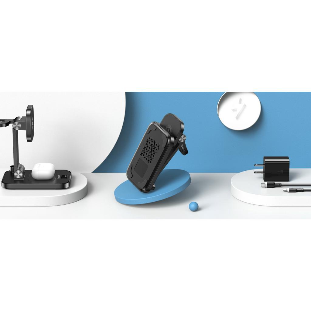 CHÍNH HÃNG Đế sạc không dây từ tính, sạc nhanh đa năng THREEKEY TK 23 4 IN 1 USB C 15W iPhONE TAI NGHE, ĐỒNG HỒ, BÚT