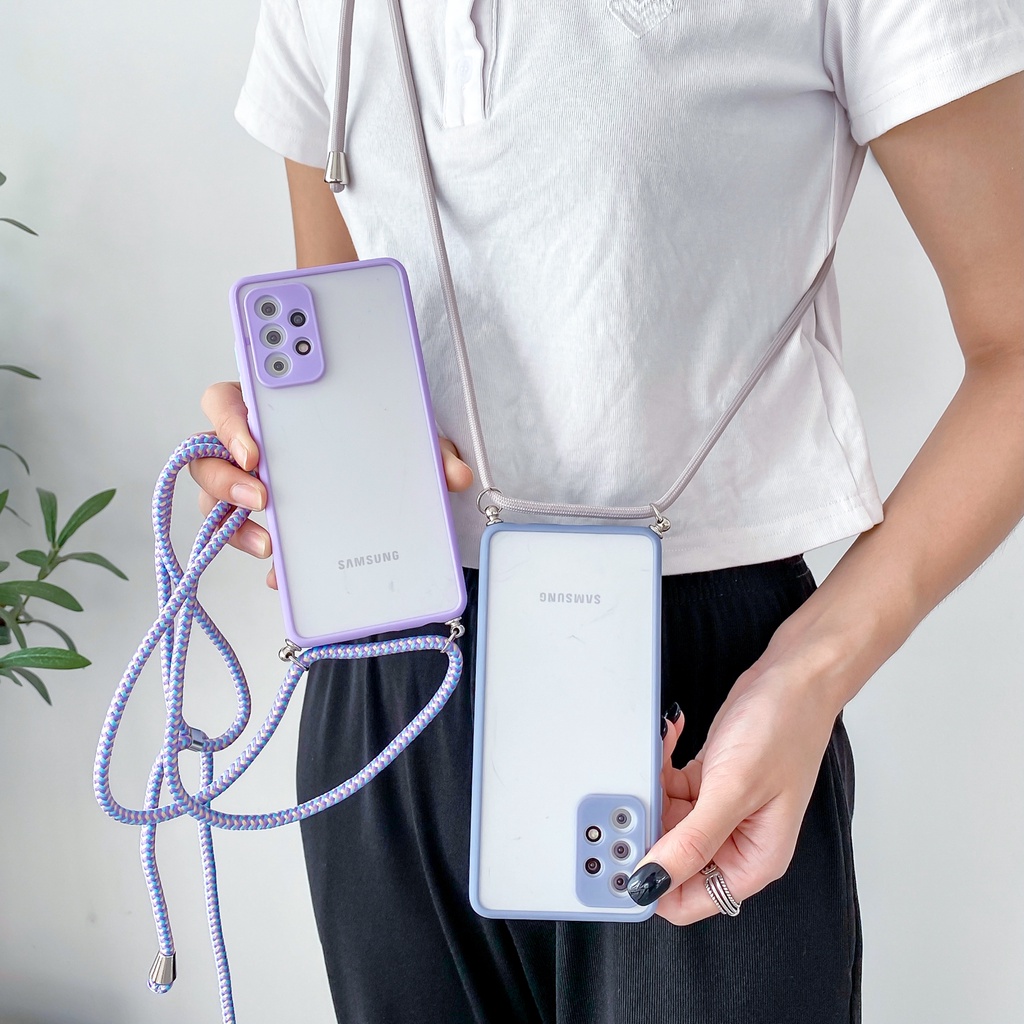 Ốp Điện Thoại Silicon Mềm Nhám Trong Suốt Có Dây Đeo Chéo Cho Samsung M53 M23 M52 A23 A73 4G 5G Galaxy S22 Ultra S22plus