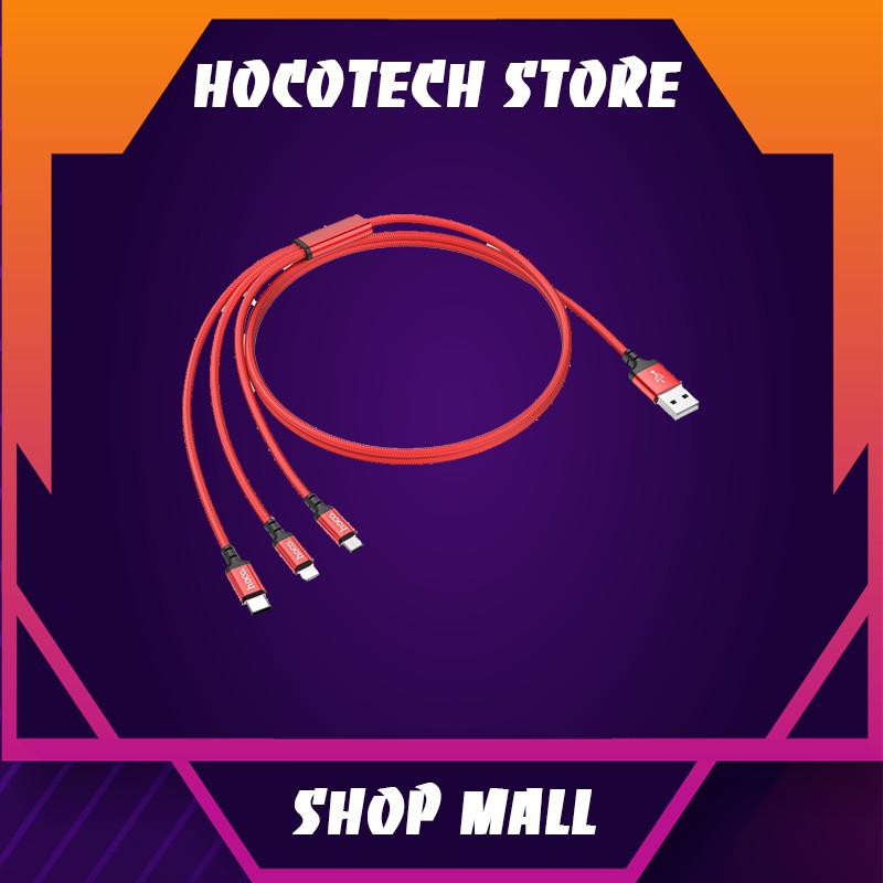 Cáp sạc dù 3 đầu HOCO X14 bảo hành 12 tháng 1 đổi 1