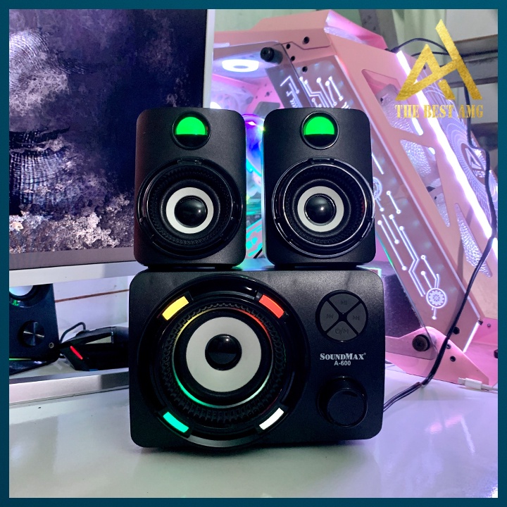Loa Máy Tính Bluetooth Để Bàn LED RGB 2.1 Soundmax A600 Loa Vi Tính Nghe Nhạc Laptop Pc Gaming Có Dây