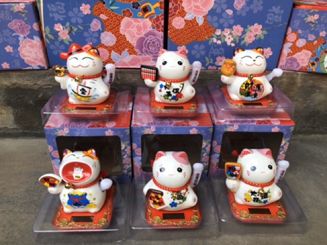 Mèo thần tài sứ vẫy tay năng lượng 10cm-14cm